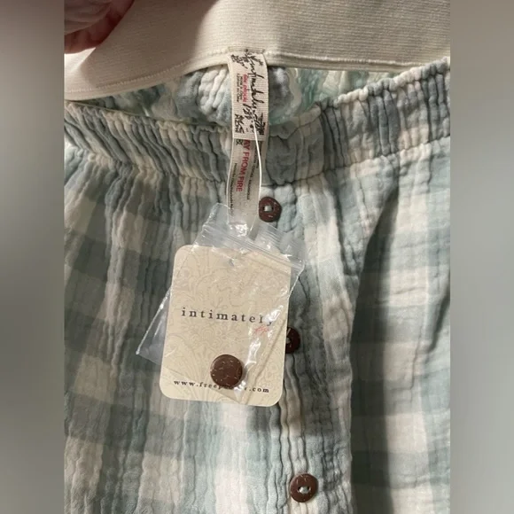 NWT: FREE PEOPLE Sunday Morning Boxer Aqua Gingham Size Large - Picture 8 of 9